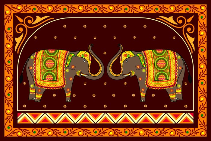 Decorated elephants
