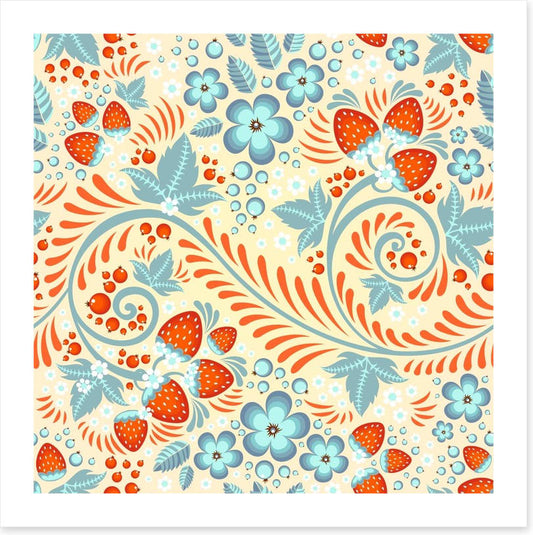 Strawberries and leaves