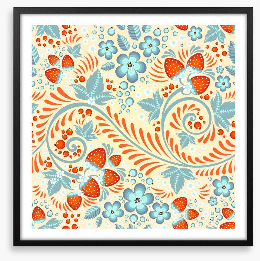 Strawberries and leaves