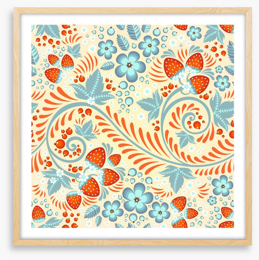 Strawberries and leaves