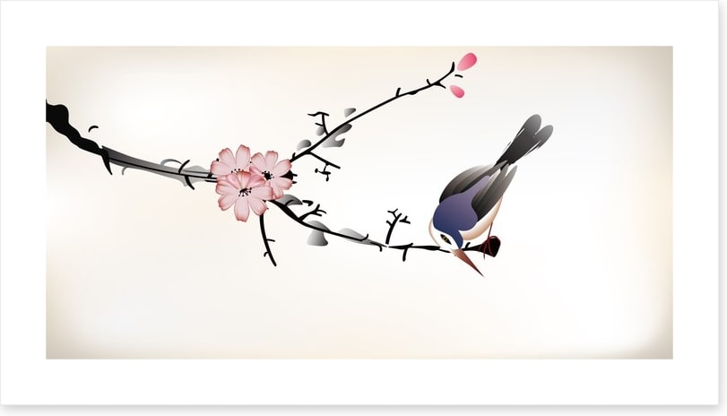 Pink blossom bird