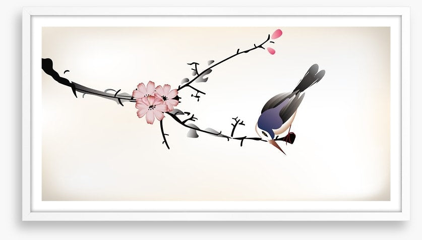 Pink blossom bird