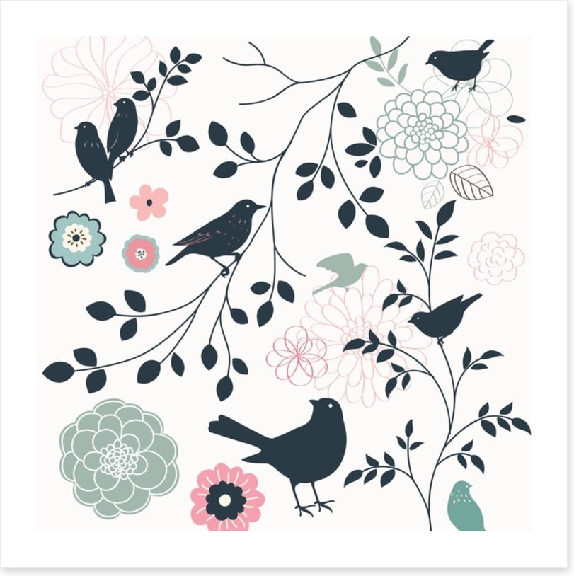 Birds and flowers