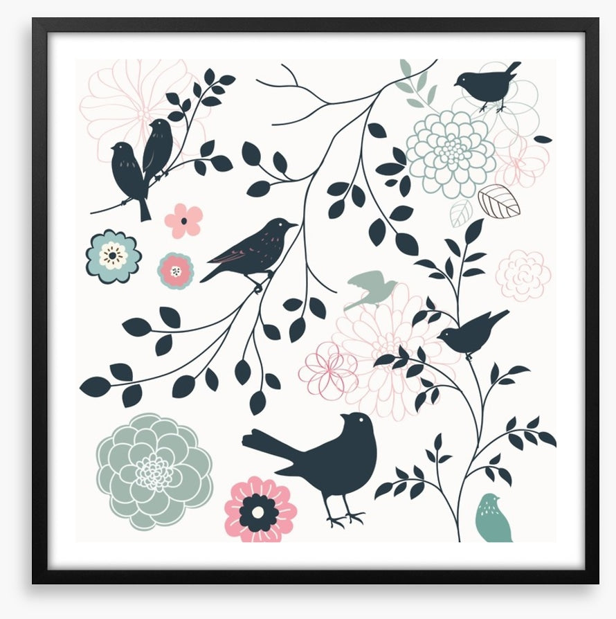Birds and flowers