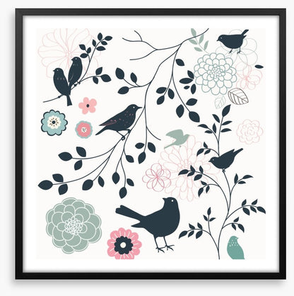 Birds and flowers