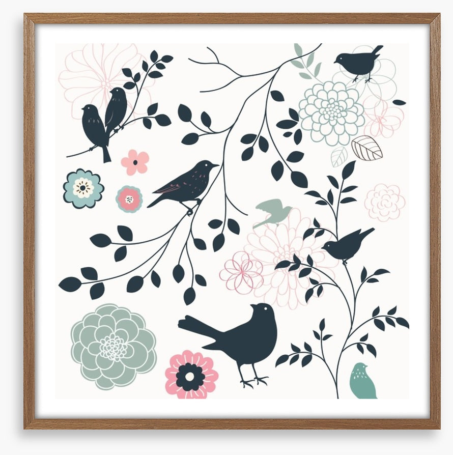 Birds and flowers