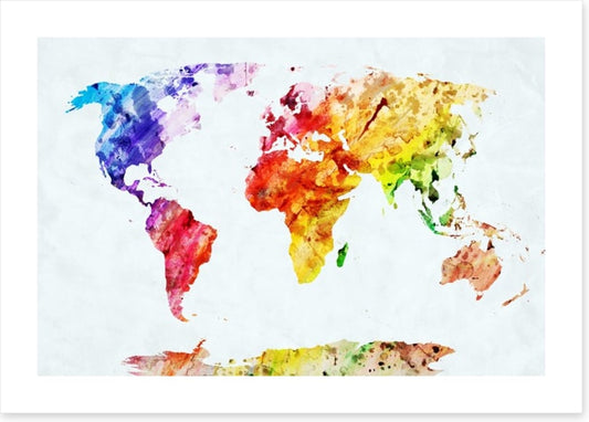 Rainbow watercolour map