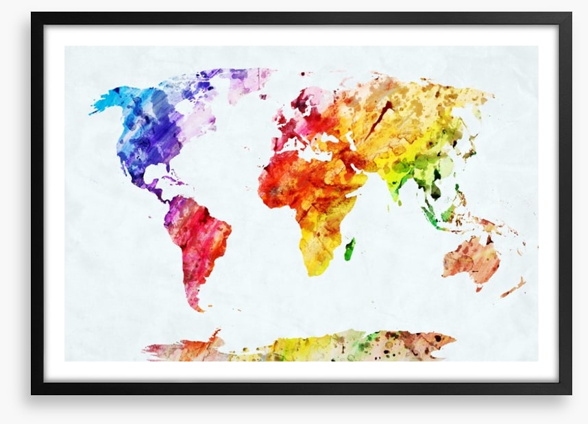 Rainbow watercolour map