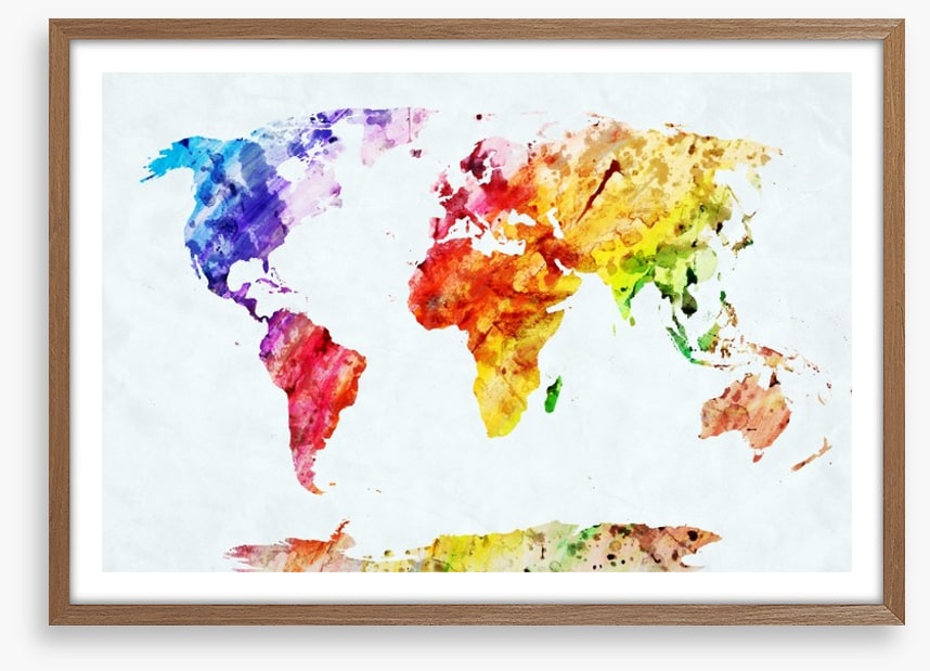 Rainbow watercolour map