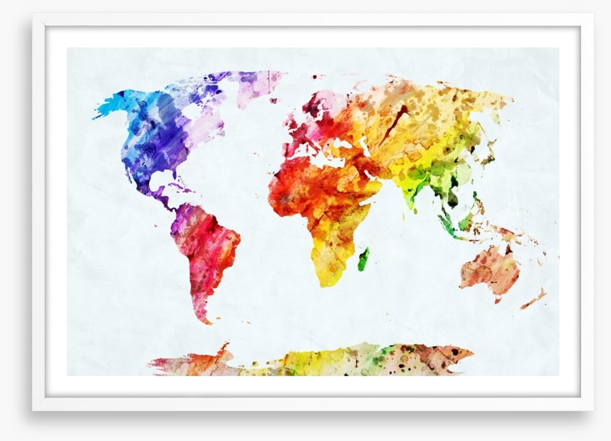 Rainbow watercolour map