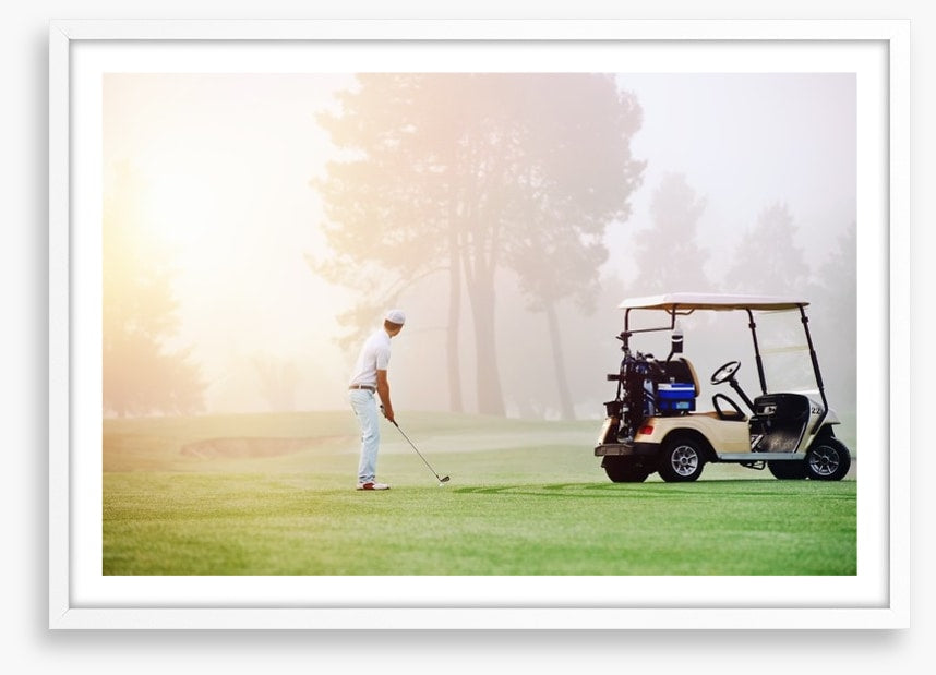 Golfer in the mist