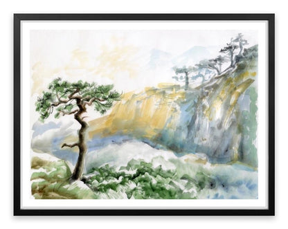 Rocks and pine tree