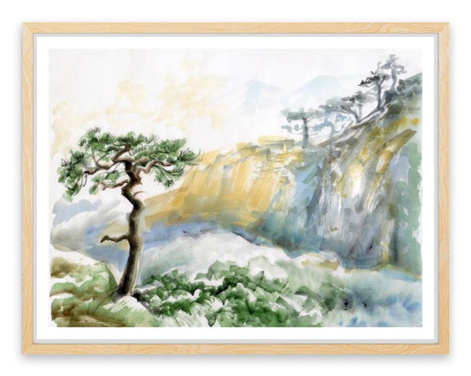 Rocks and pine tree