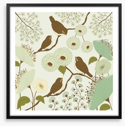 Vintage birds on a branch