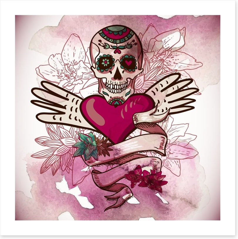 Sugar skull with flowers