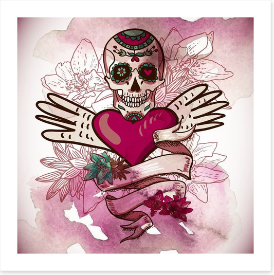 Sugar skull with flowers