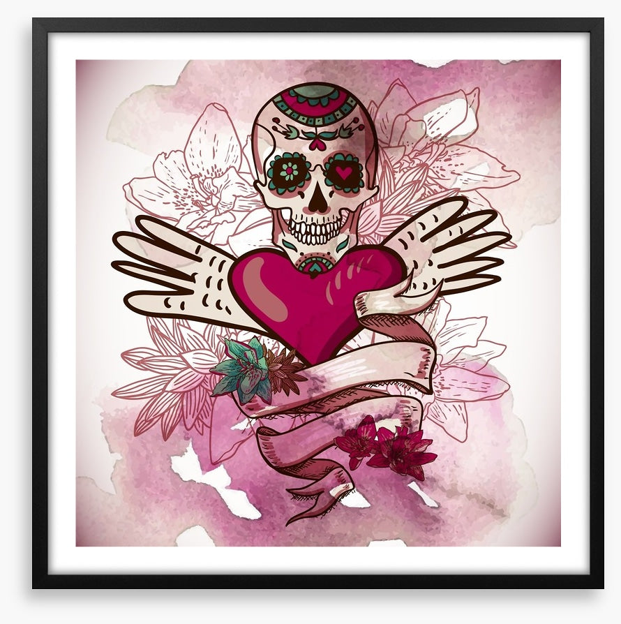 Sugar skull with flowers