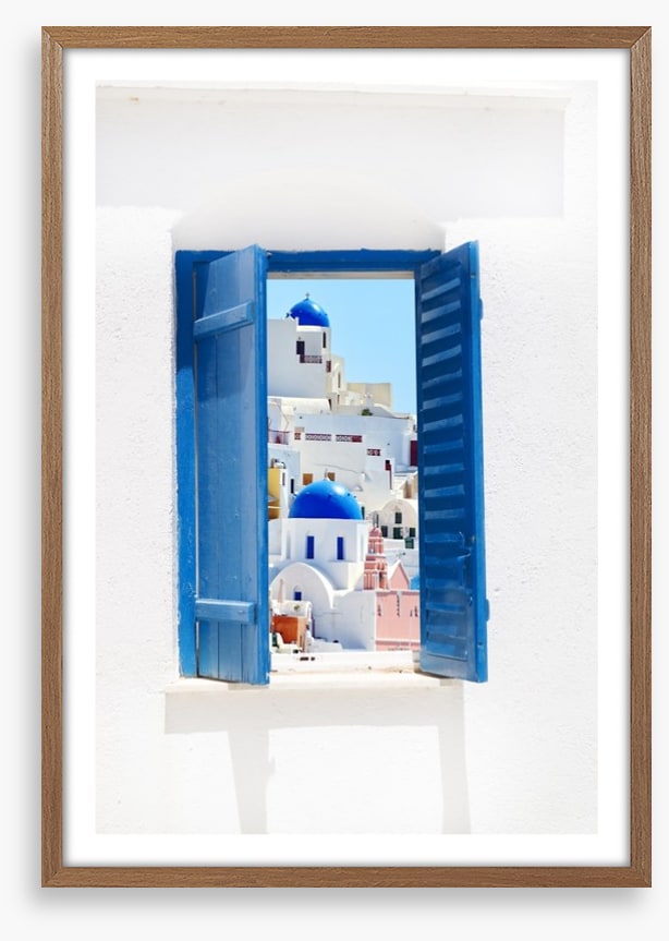 Blue window in Santorini, Greece