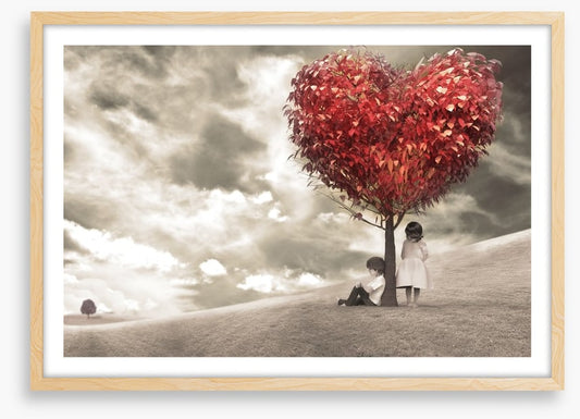 Children under love-heart tree