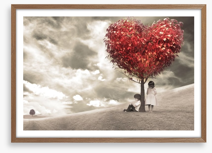 Children under love-heart tree