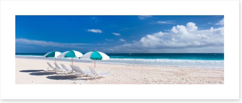 Beach and umbrellas panorama