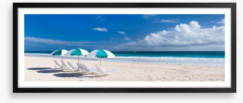 Beach and umbrellas panorama