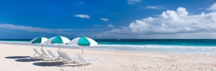 Beach and umbrellas panorama