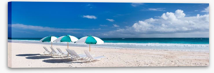 Beach and umbrellas panorama