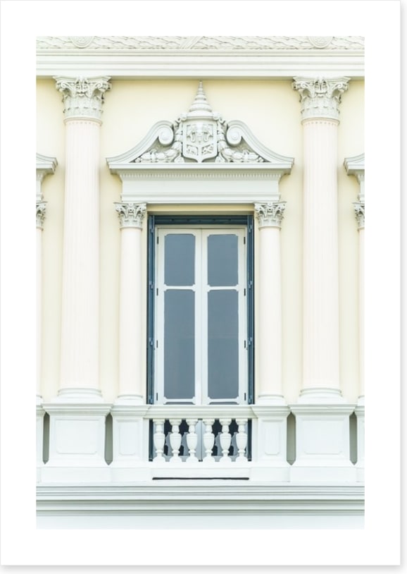 Behind the balcony