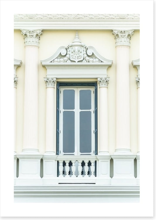 Behind the balcony