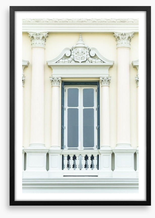 Behind the balcony