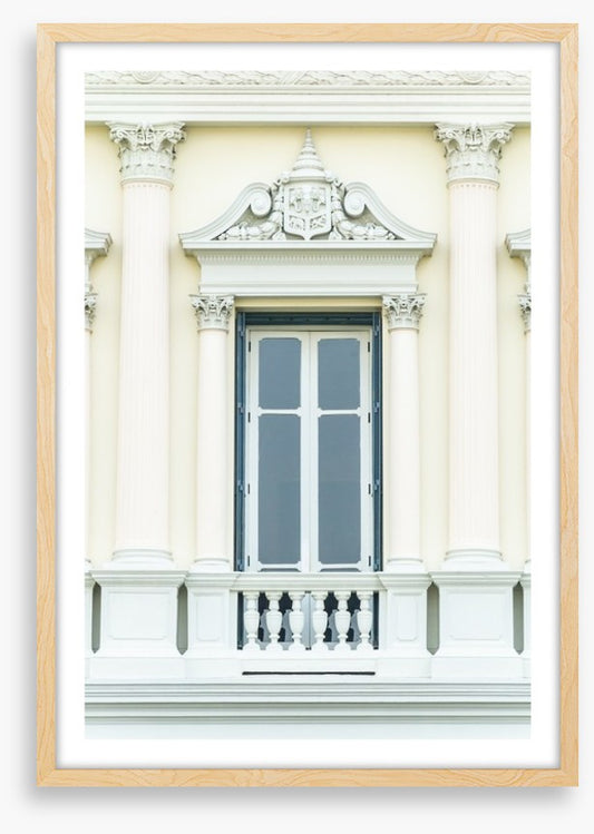Behind the balcony
