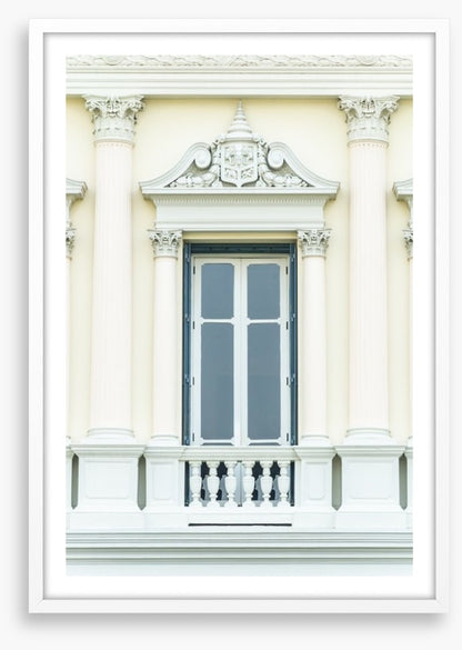 Behind the balcony