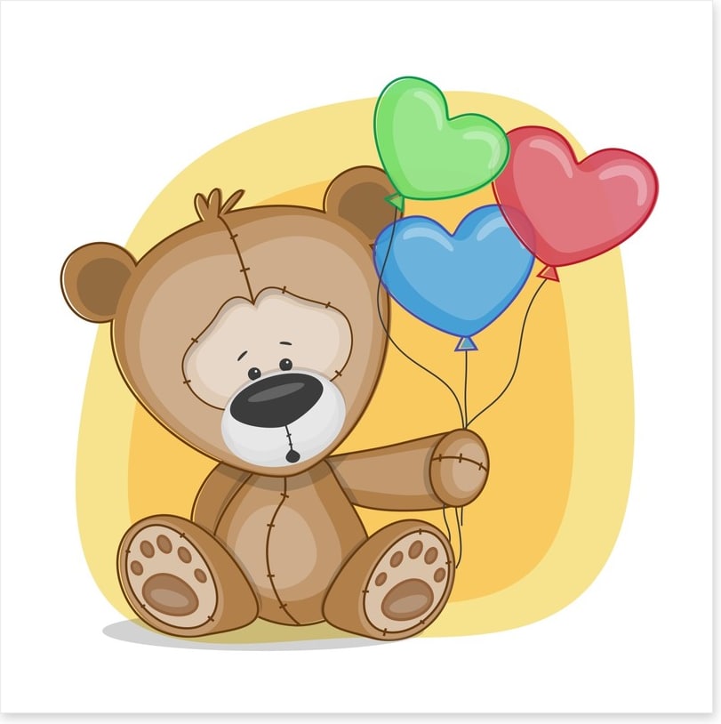 Bear with heart balloons