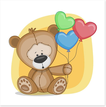 Bear with heart balloons