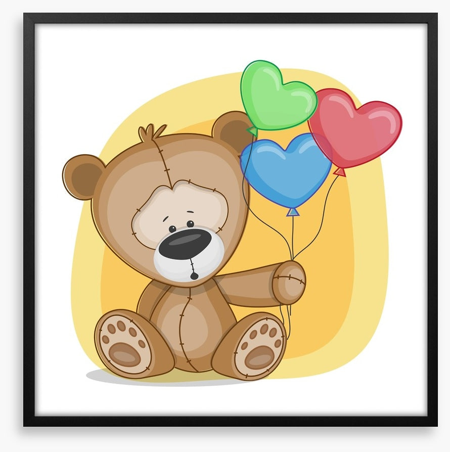 Bear with heart balloons