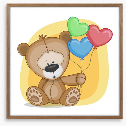 Bear with heart balloons