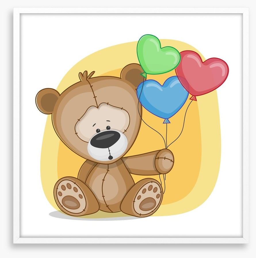 Bear with heart balloons