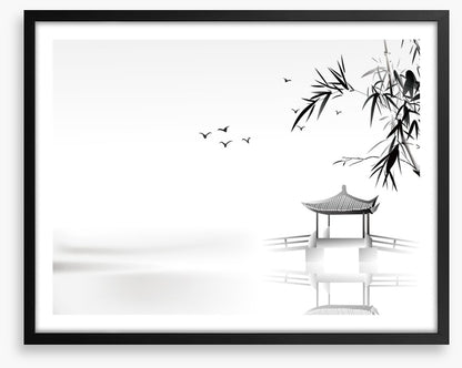 Bamboo pavilion lake