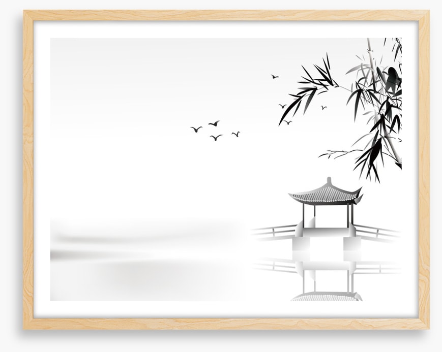 Bamboo pavilion lake