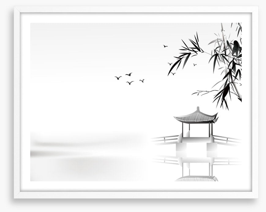 Bamboo pavilion lake
