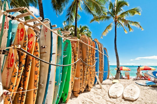 Surfboards at Waikiki Beach