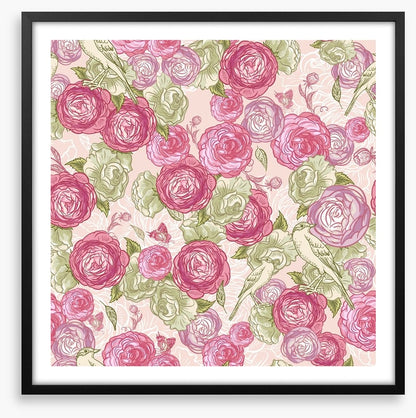 Vintages roses and birds