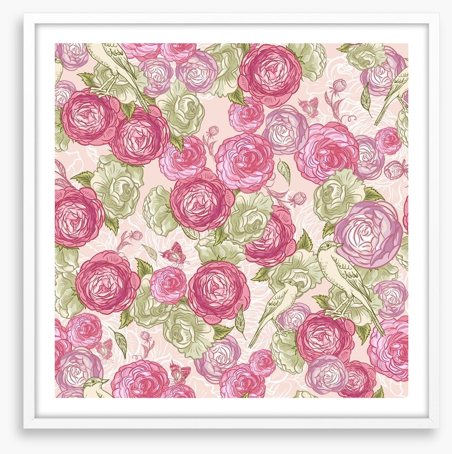 Vintages roses and birds