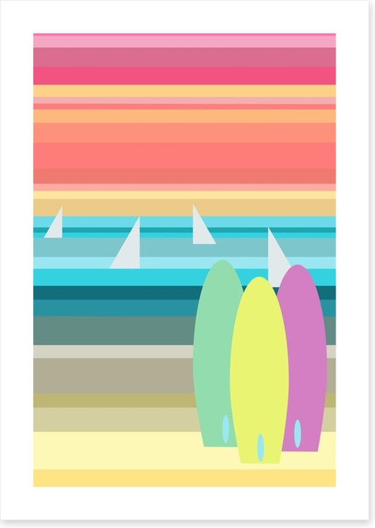 Surfboards and sailboats
