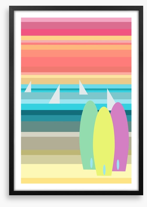 Surfboards and sailboats