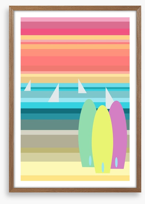 Surfboards and sailboats