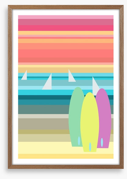 Surfboards and sailboats