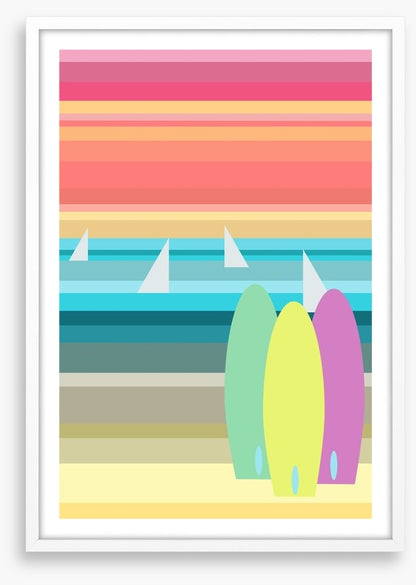 Surfboards and sailboats
