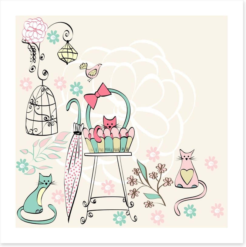 Kittens and flowers